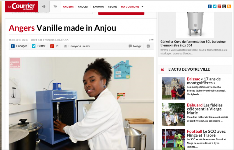 Lire la suite à propos de l’article Le Courrier de l’Ouest / Angers – Vanille made in Anjou